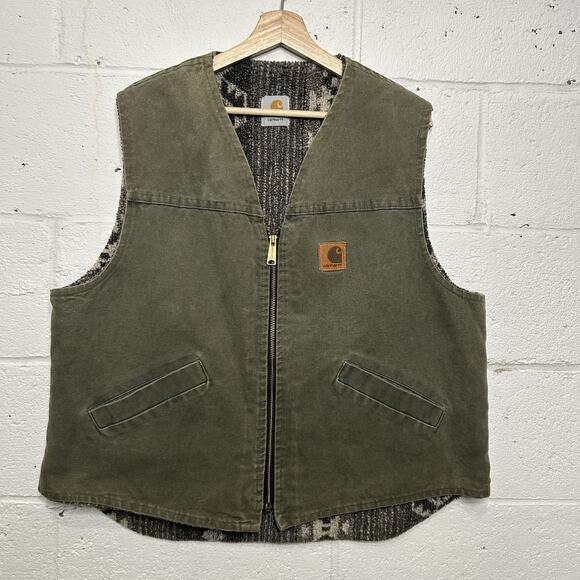 Carhartt Other - Vintage Carhartt Aztec Pile-Lined Vest “Olive Green” VP166